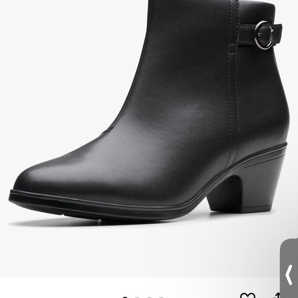 Clarks Collection Black Ankle Boots with Block Heel